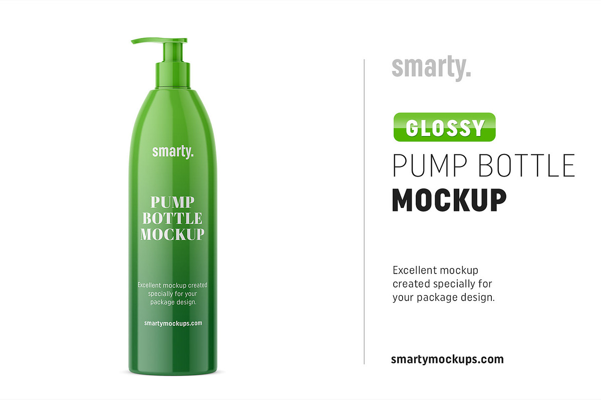 Glossy pump bottle mockup in Product Mockups - product preview 8
