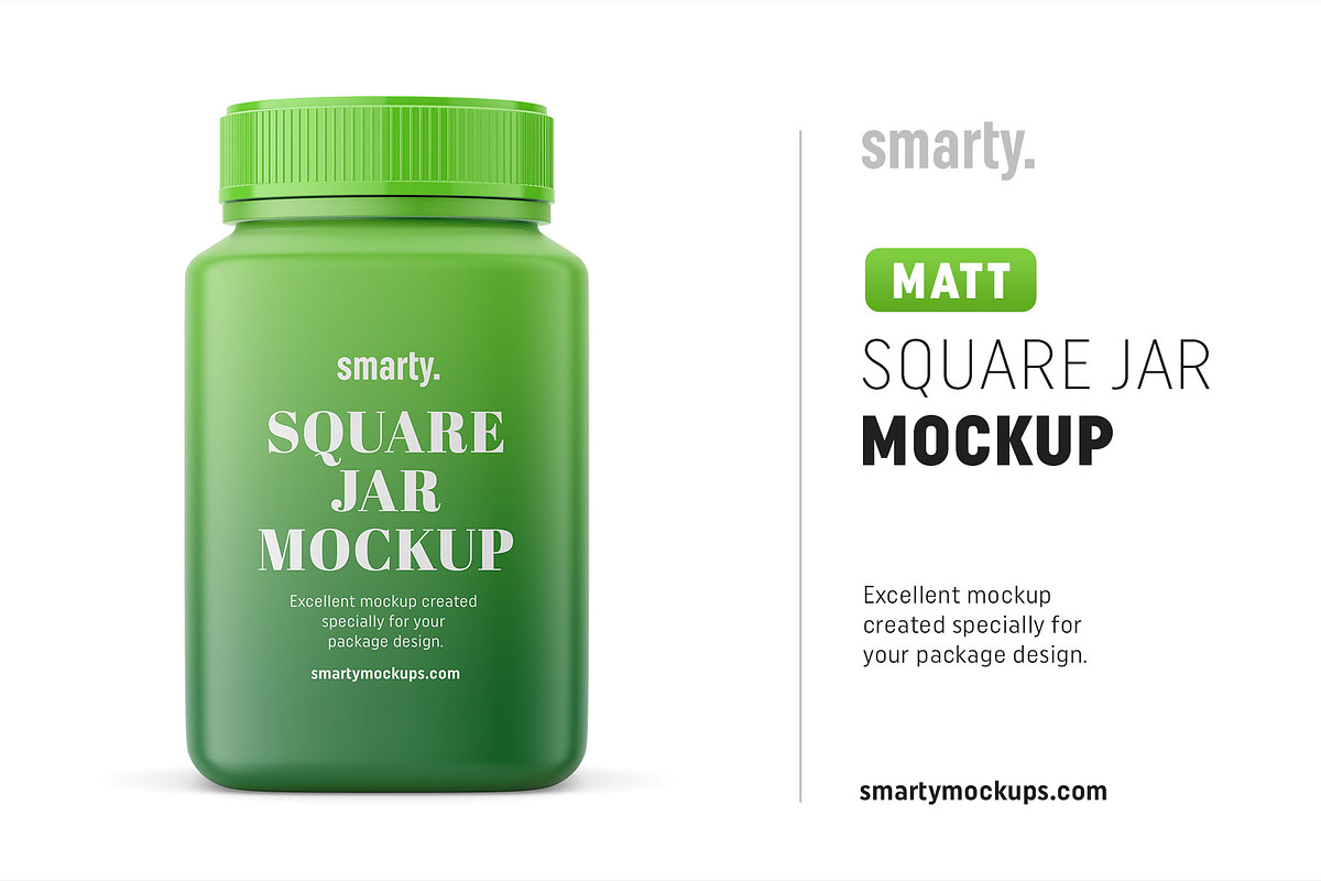 Matt square jar mockup in Product Mockups - product preview 8