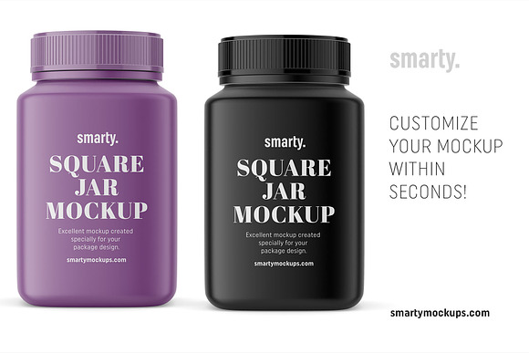Matt square jar mockup in Product Mockups - product preview 2