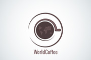 Coffee cup world map concept vector.