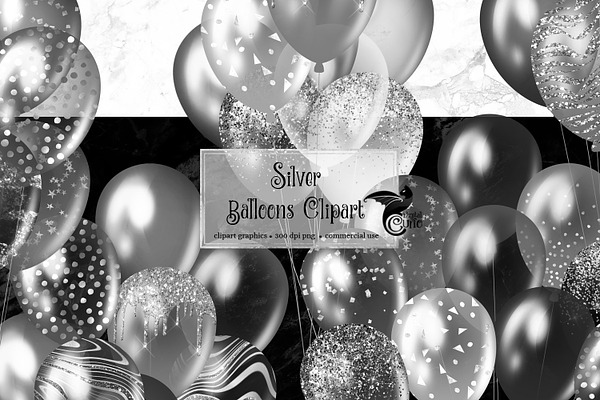 Silver Balloons Clipart