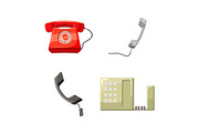 Telephone icon set, cartoon style
