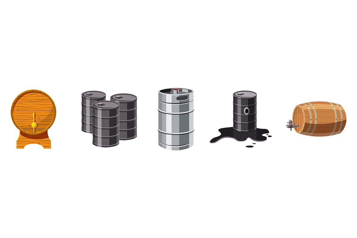 Barrel icon set, cartoon style in Illustrations - product preview 8
