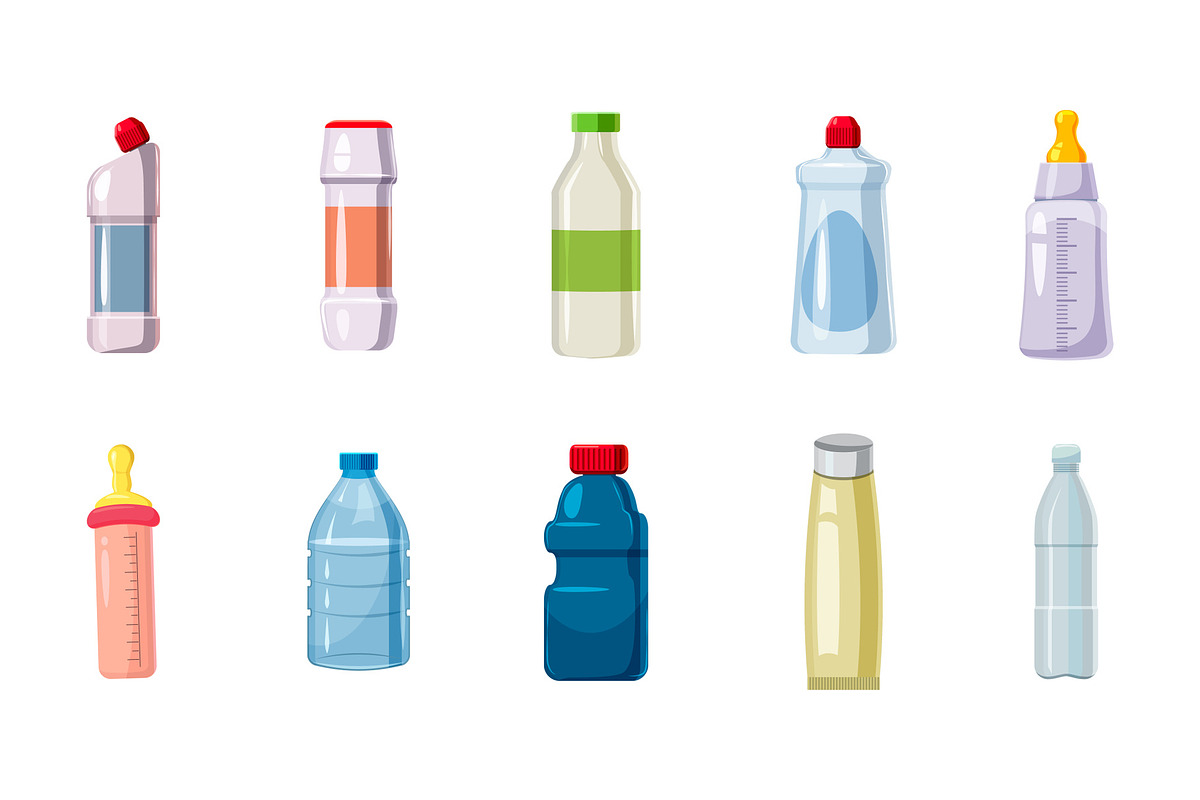 Plastic bottle icon set in Illustrations - product preview 8