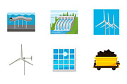 Natural energy icon set