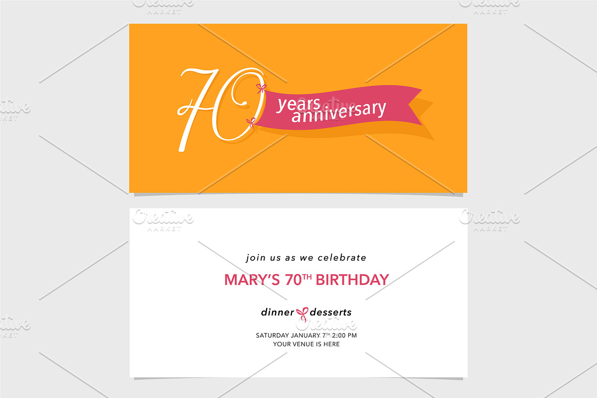 70th anniversary invitation vector in Illustrations - product preview 8