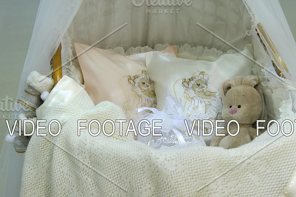 Decorated baby cradle in the bedroom