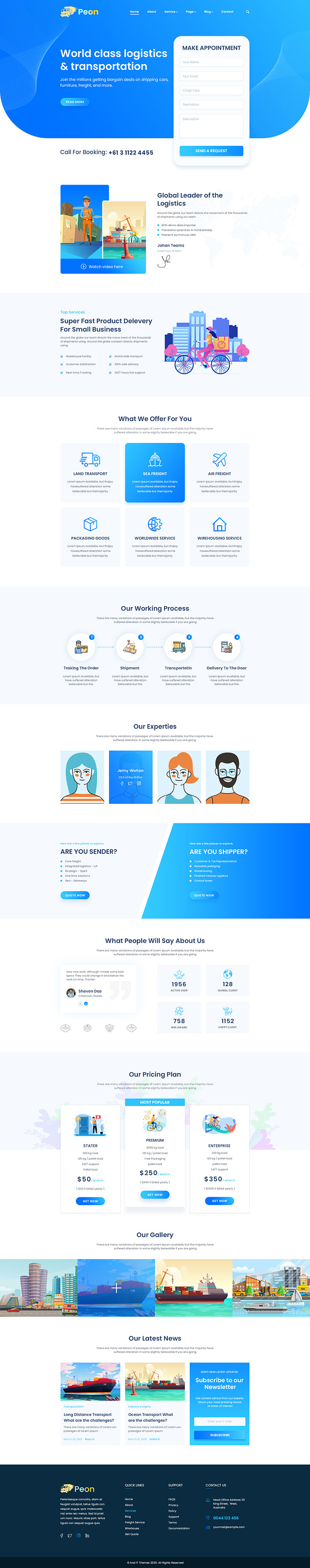 Peon - Logistic PSD Template in Landing Page Templates - product preview 1
