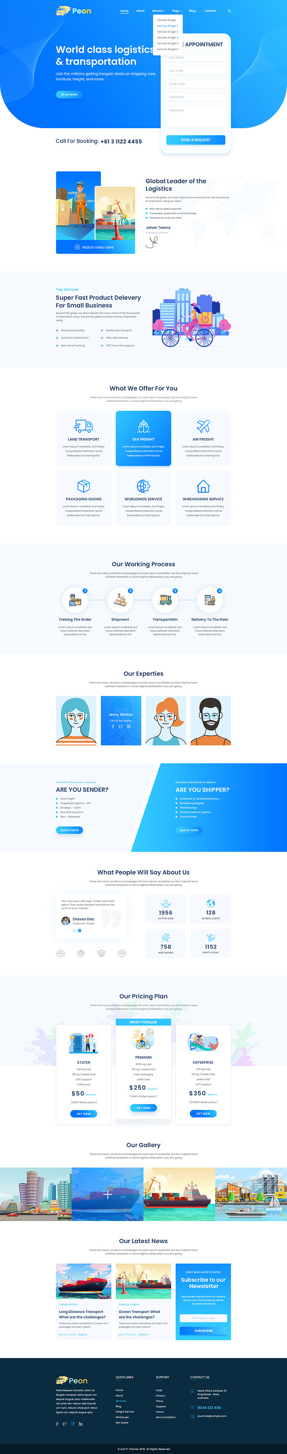 Peon - Logistic PSD Template in Landing Page Templates - product preview 2