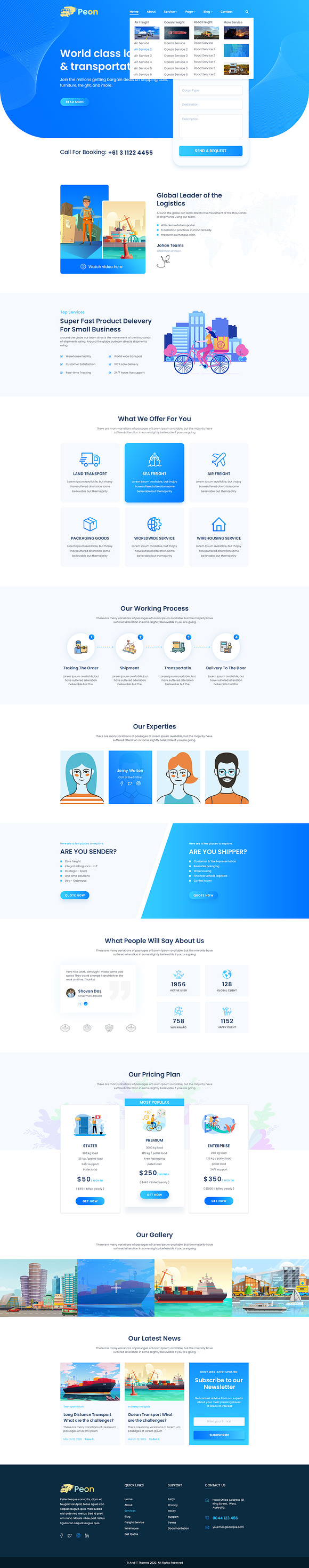 Peon - Logistic PSD Template in Landing Page Templates - product preview 3