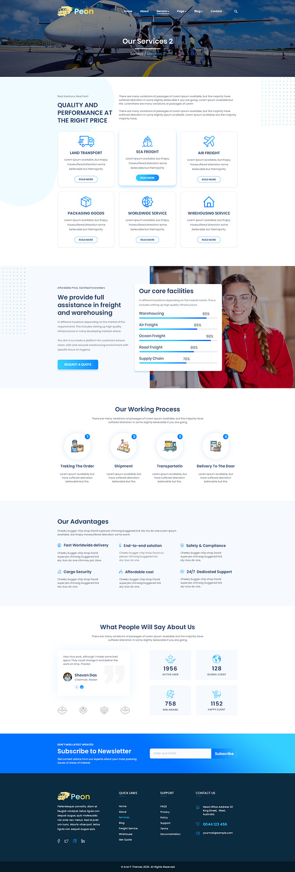 Peon - Logistic PSD Template in Landing Page Templates - product preview 9