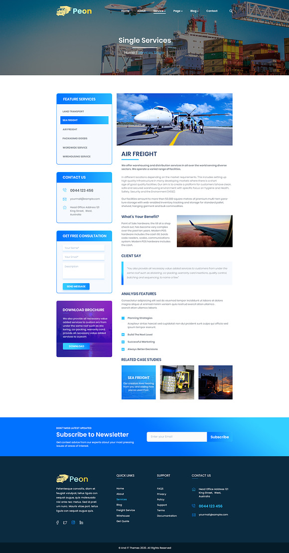 Peon - Logistic PSD Template in Landing Page Templates - product preview 10