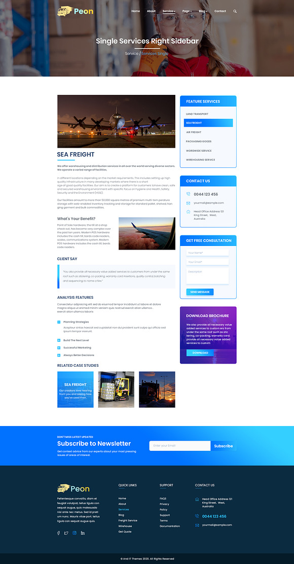 Peon - Logistic PSD Template in Landing Page Templates - product preview 12