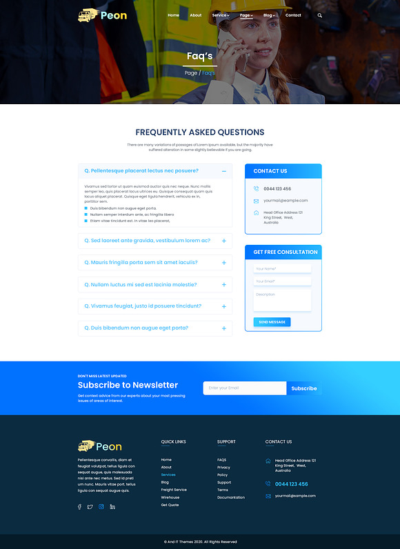 Peon - Logistic PSD Template in Landing Page Templates - product preview 20