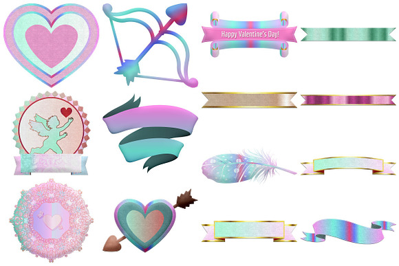 Valentine Mint Shades/Pinks Clip Art in Illustrations - product preview 1