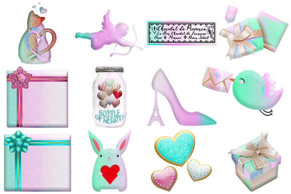 Valentine Mint Shades/Pinks Clip Art in Illustrations - product preview 5