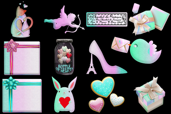 Valentine Mint Shades/Pinks Clip Art in Illustrations - product preview 6