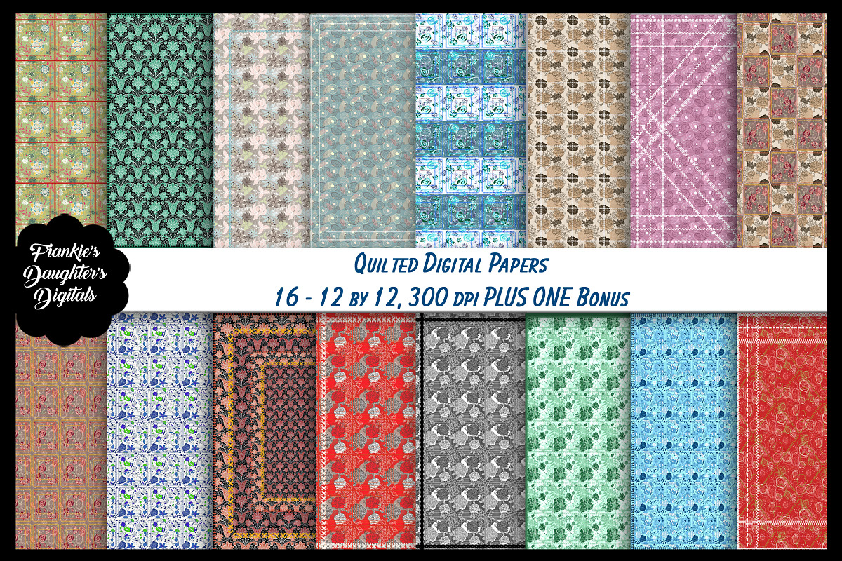 Quilt Patterns Digital Paper & Bonus in Patterns - product preview 8