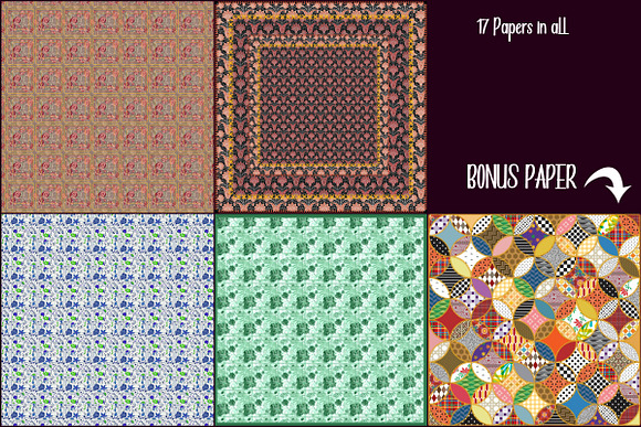 Quilt Patterns Digital Paper & Bonus in Patterns - product preview 3