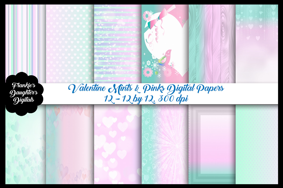 Valentine Mint Shades & Pink Papers in Illustrations - product preview 8