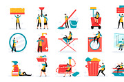 Professional cleaning icons set