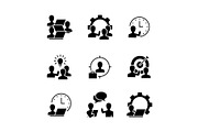 Human resources black icons on white