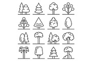 Tree Icons Set on White Background