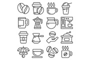 Coffee Icons Set on White Background