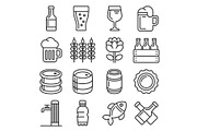 Beer Icons Set on White Background