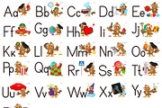 English alphabet abc letter set. Owl