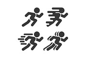 Running and Walking Icons Set on