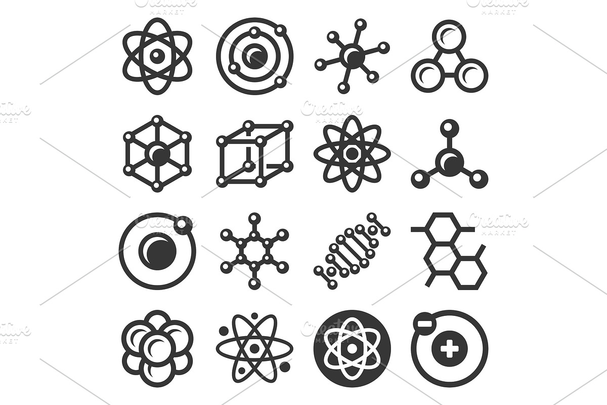 Atom and Molecule Icons Set on White in Illustrations - product preview 8