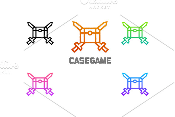 Chest with Swords Case Game in Logo Templates - product preview 1