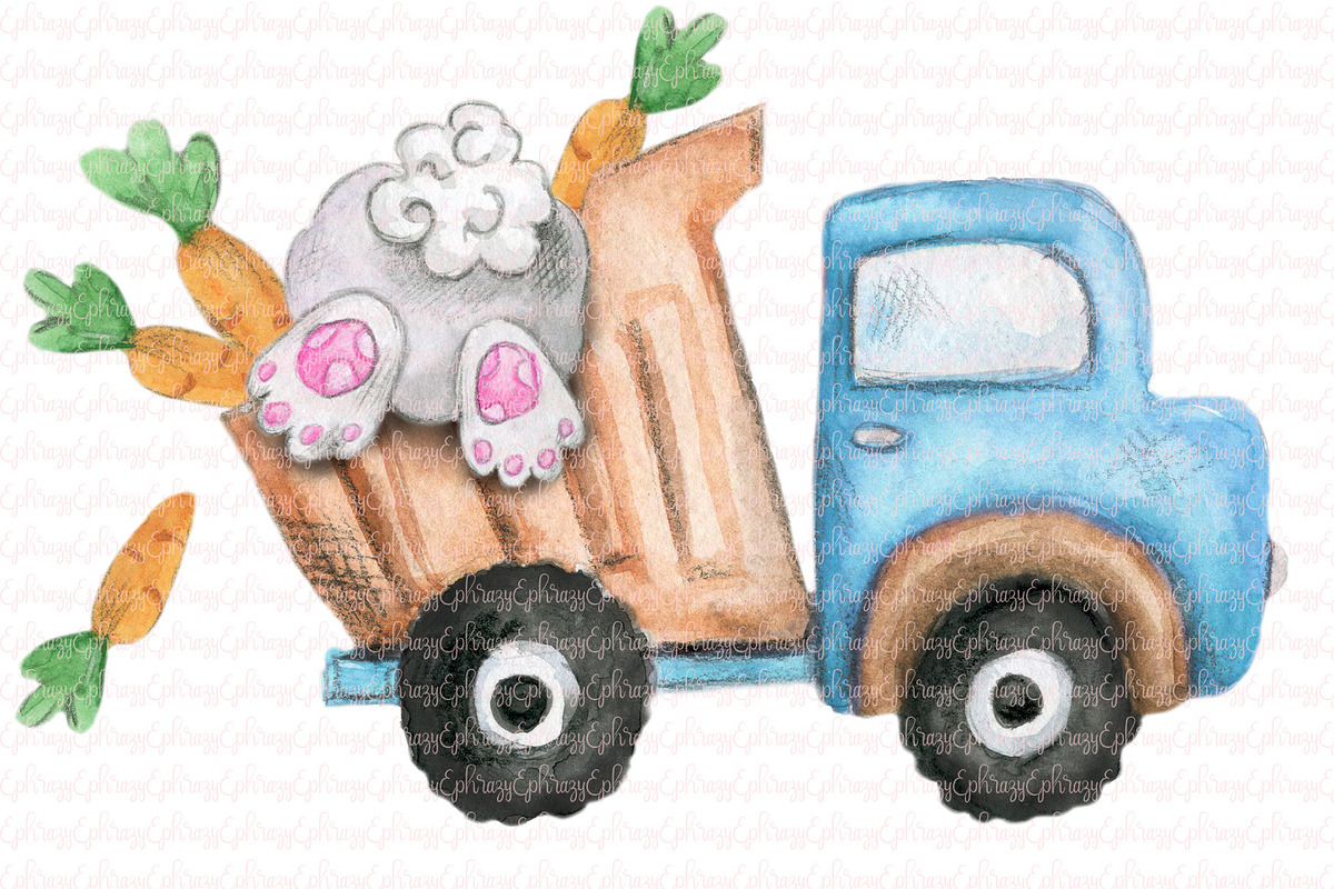 Toddler truck. Easter bunny in Illustrations - product preview 8