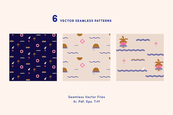Summer Vector Seamless Patterns in Patterns - product preview 1