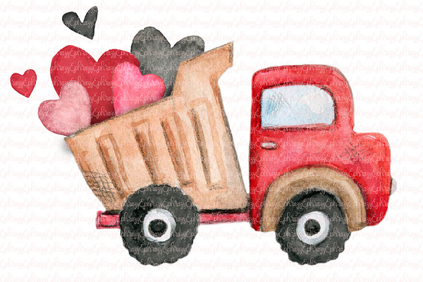 Valentine kids truck toddler. Heart
