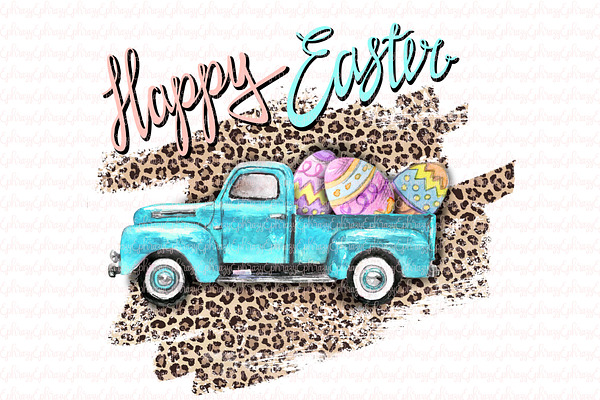 Happy Easter! Easter truck,eggs