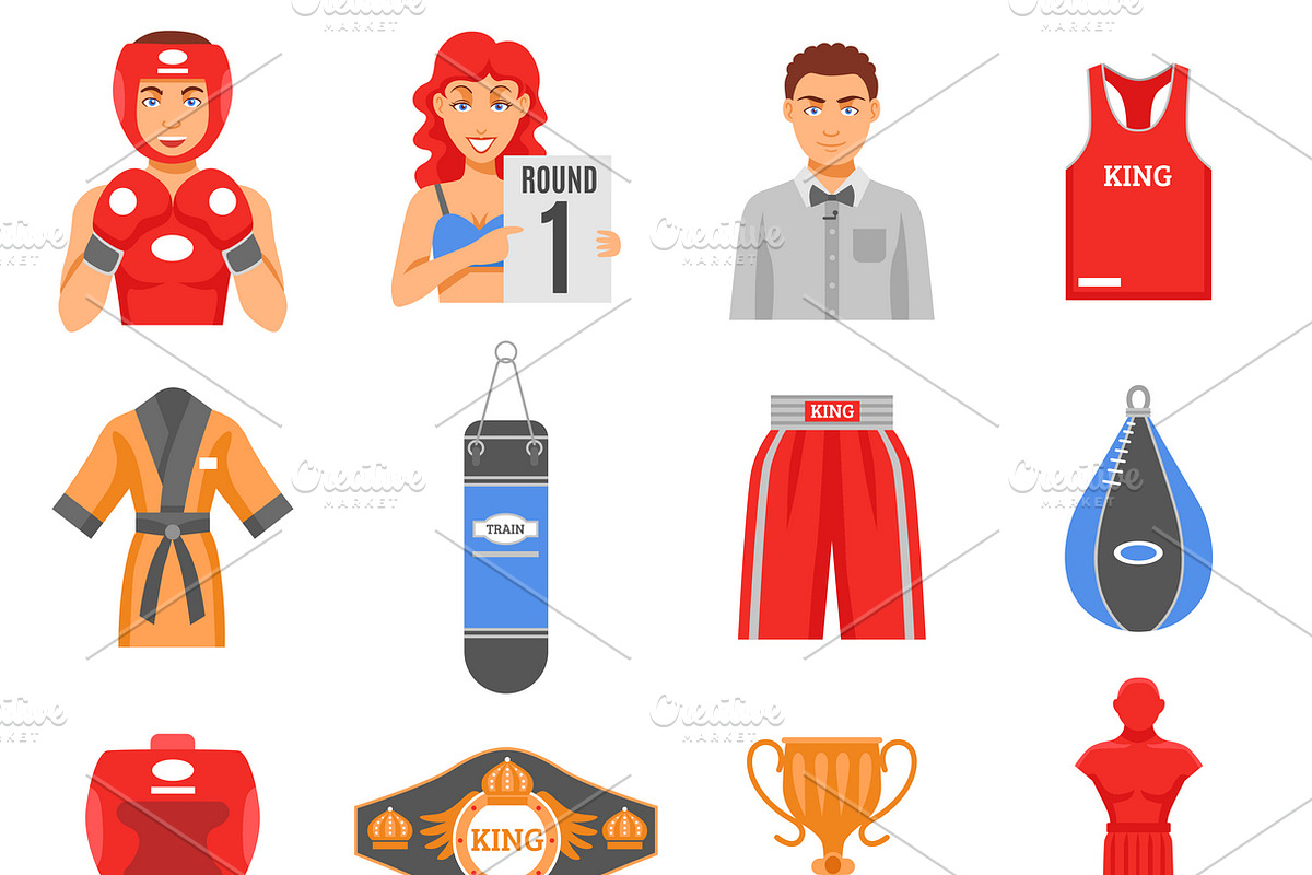 Boxing ammunition icons set in Icons - product preview 8