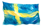 Sweden, Swedish flag. Hand drawn