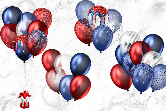 Patriotic Balloons Clipart in Illustrations - product preview 1