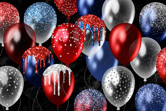 Patriotic Balloons Clipart in Illustrations - product preview 2