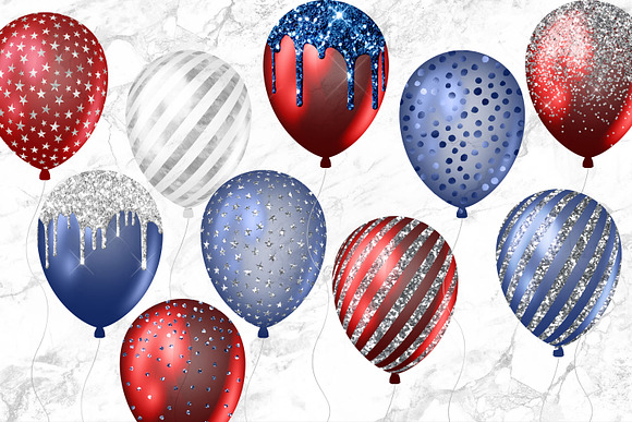 Patriotic Balloons Clipart in Illustrations - product preview 3
