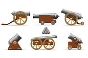Antique pirate cannons set