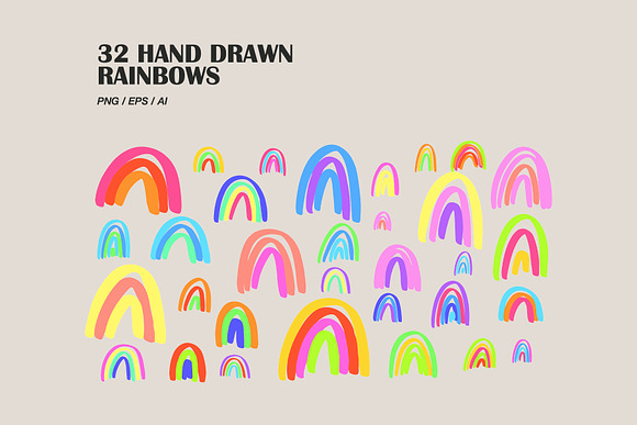 Cute Rainbows set in Illustrations - product preview 1