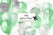 Mint Glitter Balloons Clipart