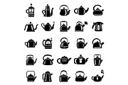 Kettle teapot icons set