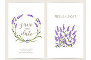 Save the date card with lavender