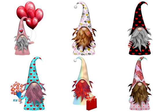Valentines Scandia Gnomes ClipArt in Illustrations - product preview 1