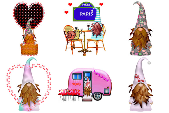 Valentines Scandia Gnomes ClipArt in Illustrations - product preview 2
