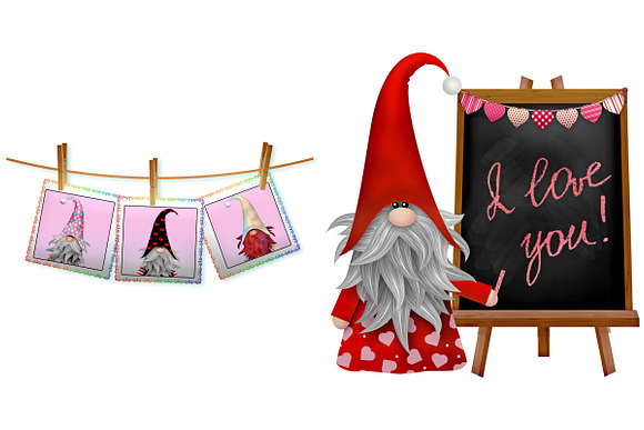 Valentines Scandia Gnomes ClipArt in Illustrations - product preview 4